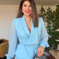 TULLE SLEEVE STONE DETAILED SET - BABY BLUE