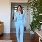 TULLE SLEEVE STONE DETAILED SET - BABY BLUE