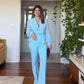 TULLE SLEEVE STONE DETAILED SET - BABY BLUE