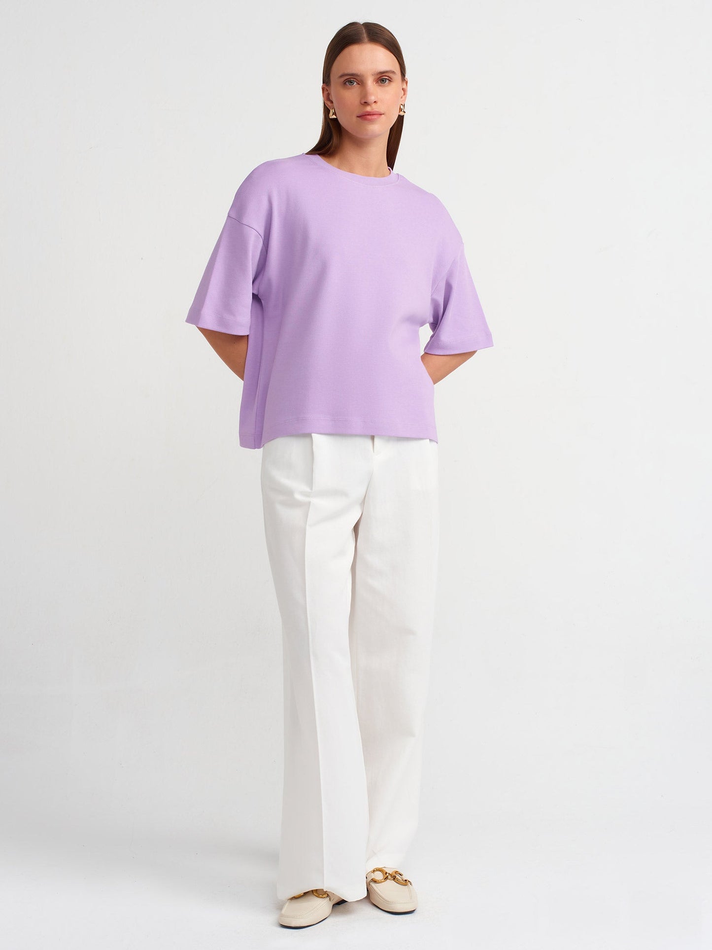 COTTON PADDED T-SHIRT - LILAC