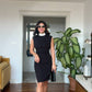 SWAROVSKI STONE FRINGE SKIRT DRESS - BLACK