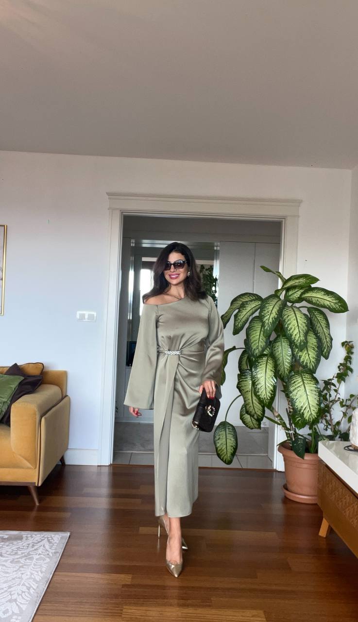 SHOULDER DETAIL DRESS - MİNT