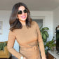 BELTED DRESS - BEIGE
