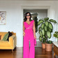 STONE DETAILED JUMPSUIT - FUCHSIA