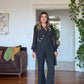 ASYMMETRIC CUT BLAZER SET - BLACK