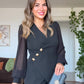 ASYMMETRIC CUT BLAZER SET - BLACK
