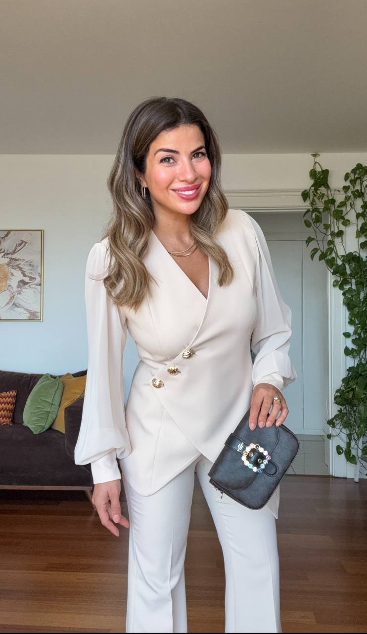 ASYMMETRIC CUT BLAZER SET - WHİTE