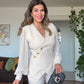 ASYMMETRIC CUT BLAZER SET - WHİTE