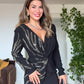 SİLVER STRİPE DETAİL DRESS - BLACK