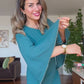 ELEGANT JUMPSUIT WITH STONE-EMBELLISHED BELT – PETROL BLUE