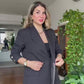 GOLD BUTTON DETAIL OVERSIZE SUIT – BLACK