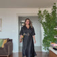 SATIN DRESS WITH LEOPARD BELT DETAIL – BLACK