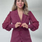 STONE-EMBELLISHED CHIFFON SLEEVE SUIT BORDEAUX