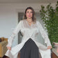 SATIN BLOUSE & WIDE LEG TROUSERS ELEGANT SET – BEIGE & BLACK