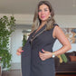 WRAP DRESS WITH CHAIN DETAILS - BLACK
