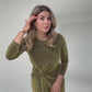 SHIMMERING WRAP DETAIL MIDI DRESS – KHAKİ