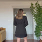 BUTTON DETAIL BLAZER-STYLE MINI DRESS – BLACK