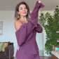 ELEGANT V-NECK CHAIN BELT DETAIL SUIT – PLUM