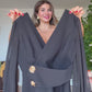 ELEGANT WRAP NECK SUIT – BLACK