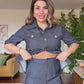LEOPARD BELT DETAIL STYLISH DENIM-LOOK WOMEN’S SET