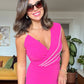 STONE DETAILED JUMPSUIT - FUCHSIA